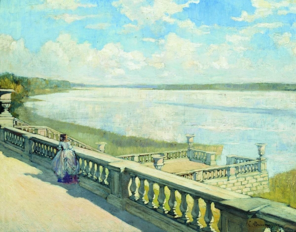 Солнечный день. Дама у балюстрады. Около 1908