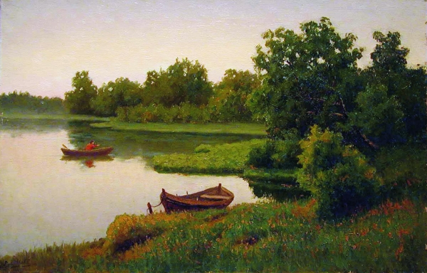 Летний пейзаж с рыбачком. 1890-е