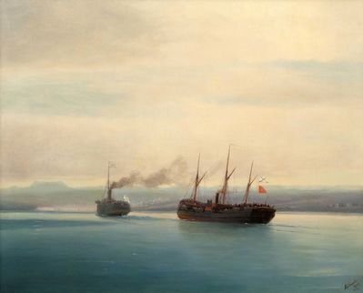 «Взятие пароходом «Россия» турецкого парохода Мерсина», 1877