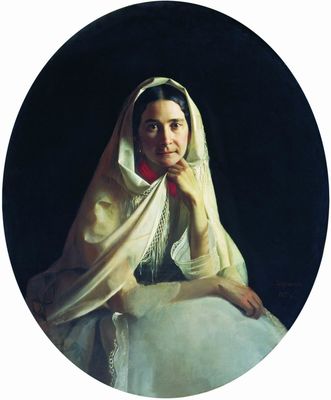 Портрет неизвестной (второй жены Ф.П.Толстого, А.и. Толстой, урожденной ивановой). 1851