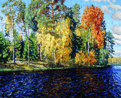 Лесное озеро. Золотая осень (Синяя вода). 1912