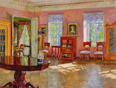 интерьер библиотеки помещичьего дома. 1910-е