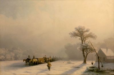 «Зимний обоз в пути», 1857