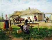 Makovskiy_Vladimir_Egorovich2C_Priezd_uchitelnicy_v_derevnyu__1896-1897.jpg