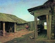 Shishkin_Ivan_Ivanovich2C_Derevenskiy_dvor__Konec_1860-h.jpg